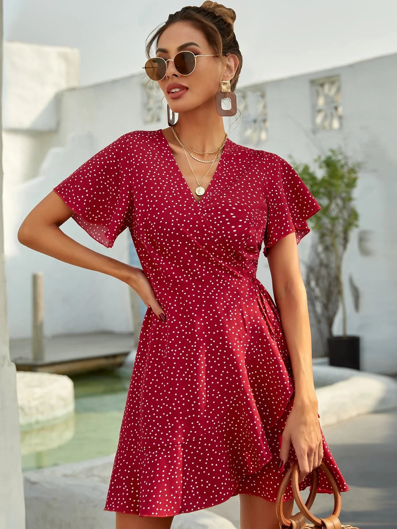 Robe Courte Été à Fleurs avec Volants
