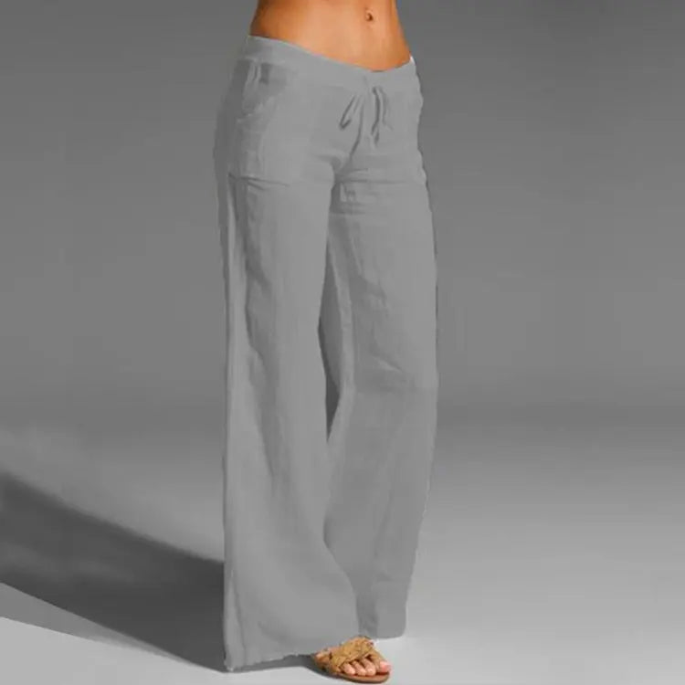 Pantalon Blanc Élastiqué Femme Taille Élégante