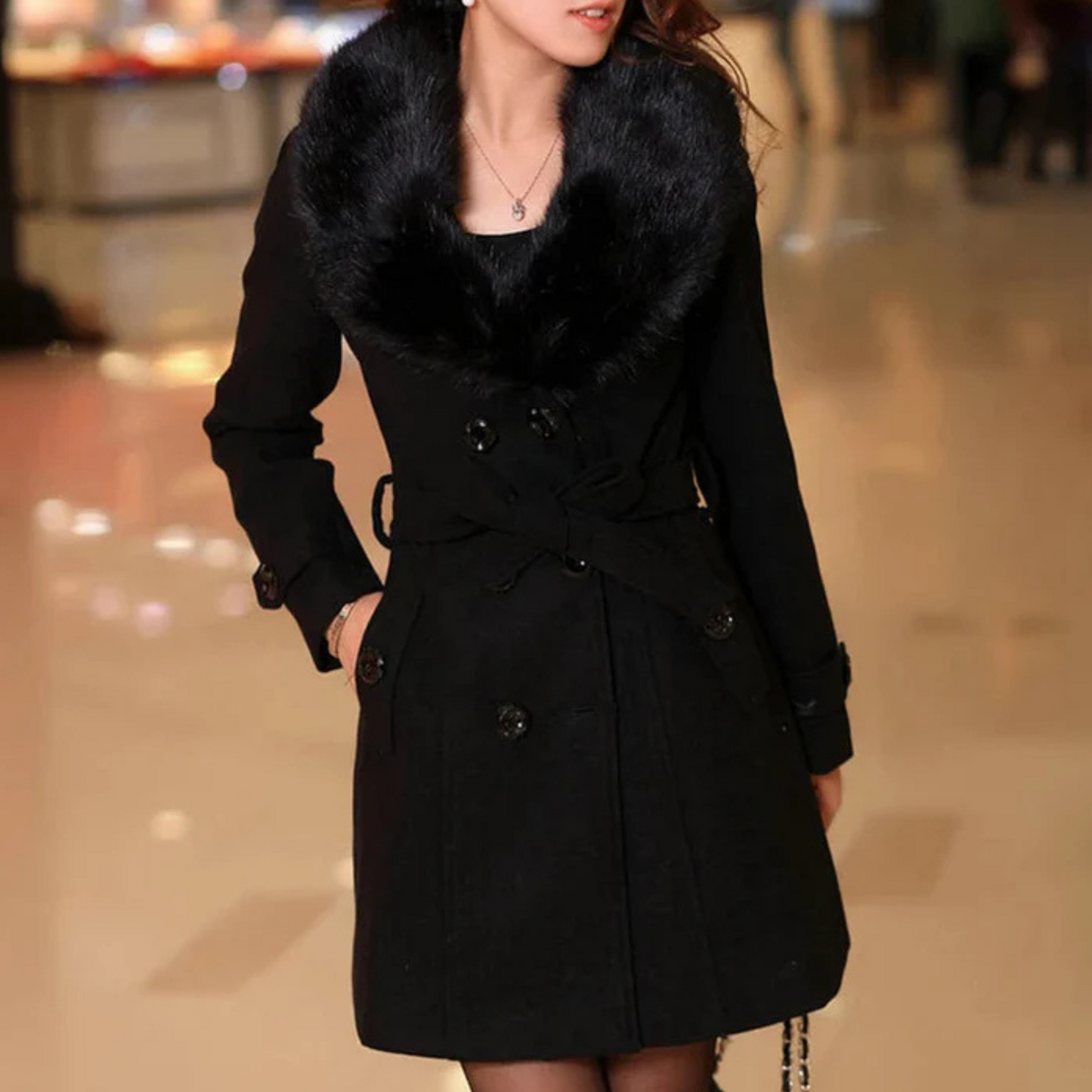 Manteau Fourrure Femme Élégant Hiver