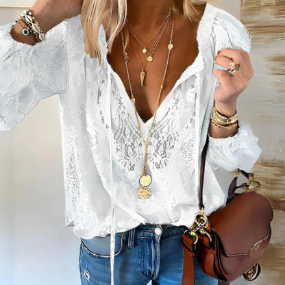 Blouse Féminine Rétro Manches Courtes ❌ non, 
Blouse Élégante Manches Longues pour Femmes