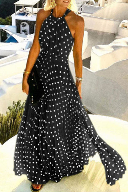 Robe Longue Décontractée à Jupe Plissée Élégante