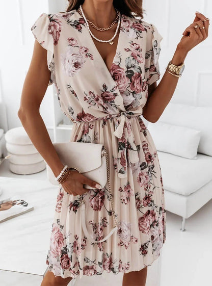 Robe Été Sans Manches Florale Élégante pour Femme