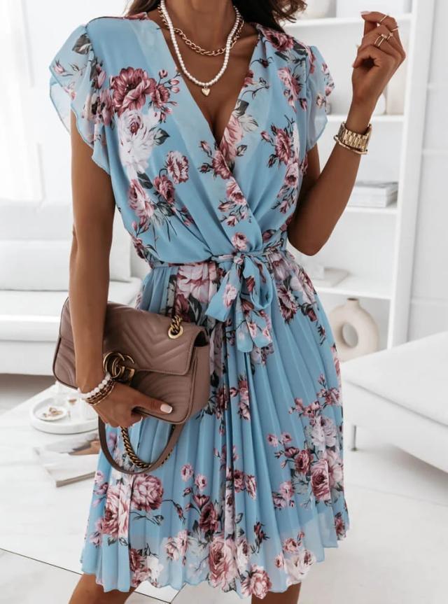Robe Été Sans Manches Florale Élégante pour Femme