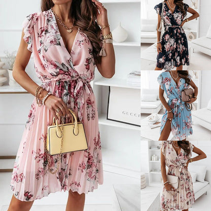 Robe Été Sans Manches Florale Élégante pour Femme - PanierRoyale