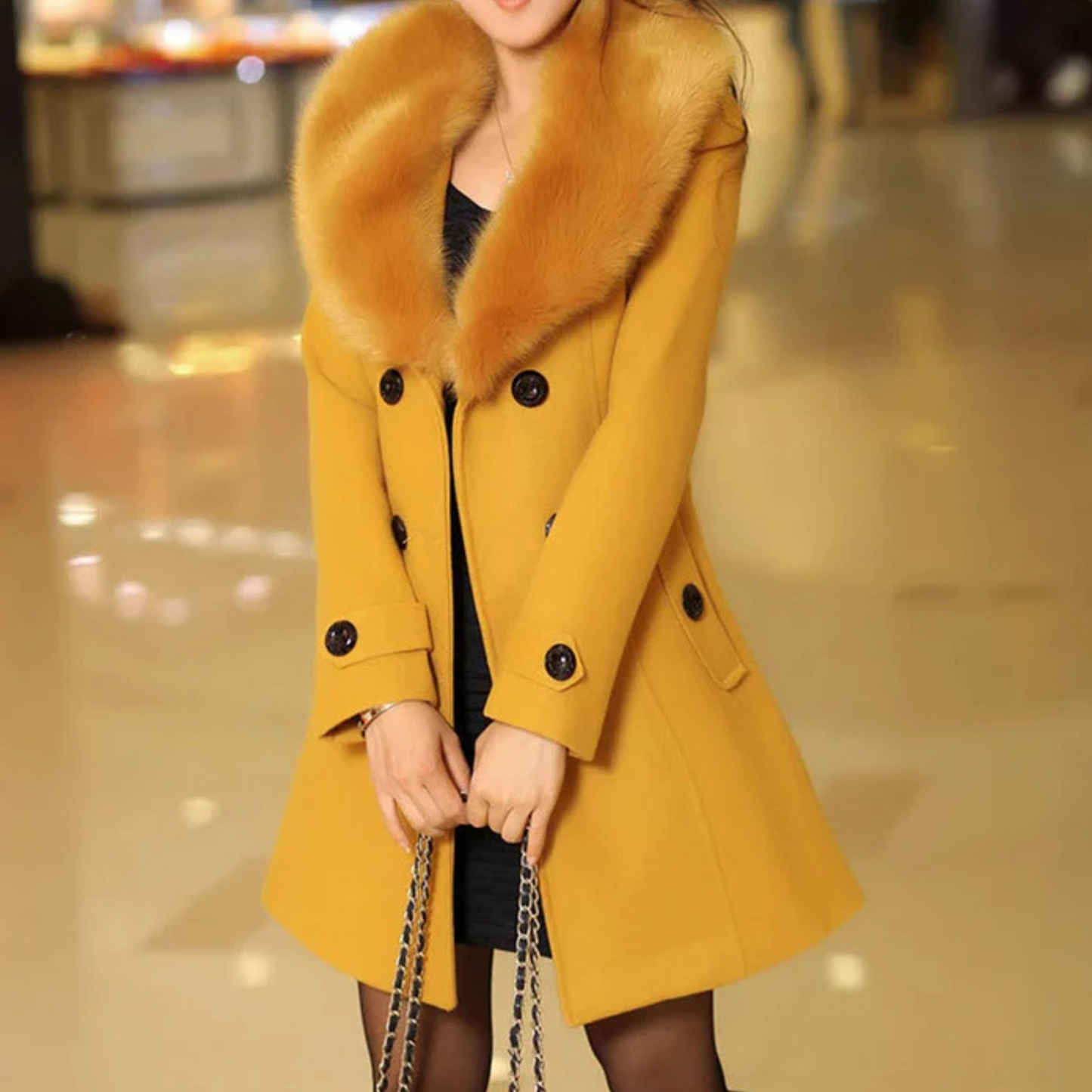 Manteau Fourrure Femme Élégant Hiver