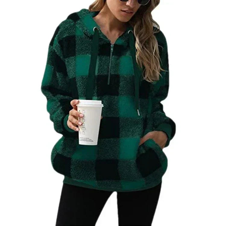 Pull en Maille à Carreaux Chaud et Confortable pour Femme