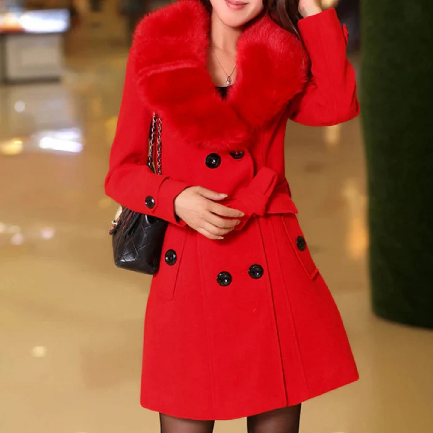 Manteau Fourrure Femme Élégant Hiver