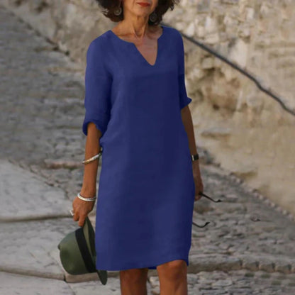 Robe Élégante pour Femme Col V Manches Longues