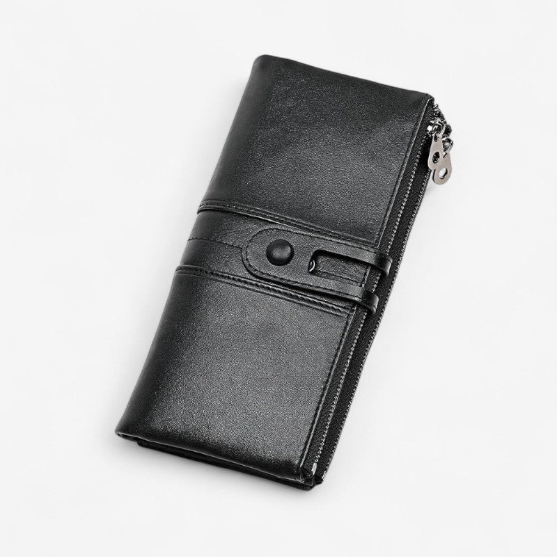 Portefeuille Femme en Cuir avec Fermeture Éclair Sûr - PanierRoyale
