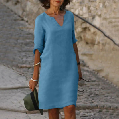 Robe Élégante pour Femme Col V Manches Longues - luxestyle