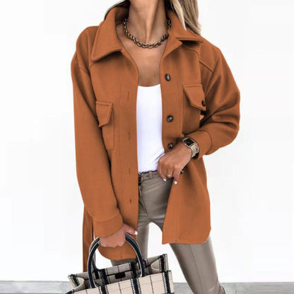 Veste mi-longue décontractée avec ceinture élastique