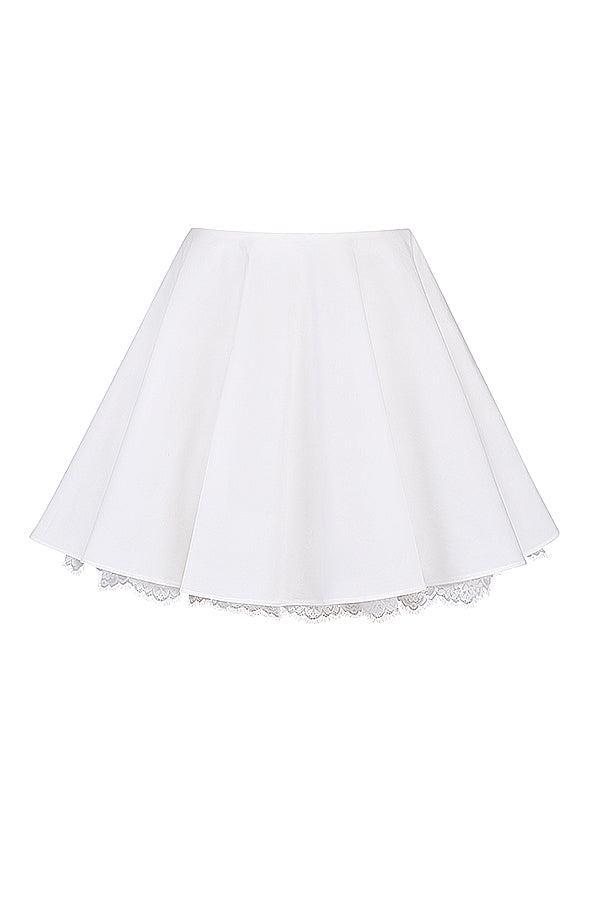 Robe Blanche Été avec Puff Manches Courtes et Jupon