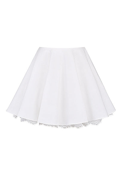Robe Blanche Été avec Puff Manches Courtes et Jupon