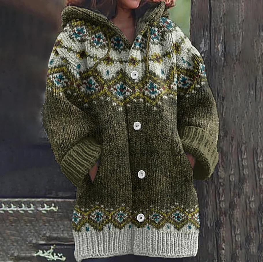 Pull Capuche Femme Fair Isle Très Chic