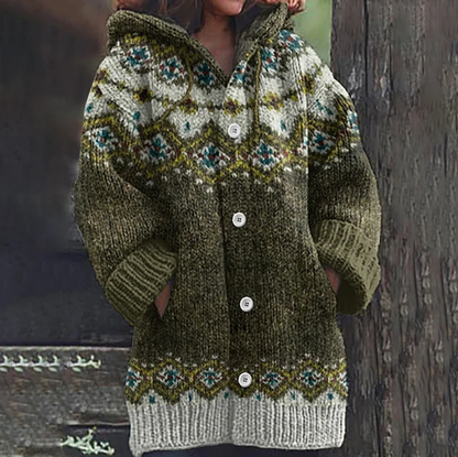 Pull Capuche Femme Fair Isle Très Chic