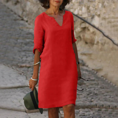 Robe Élégante pour Femme Col V Manches Longues