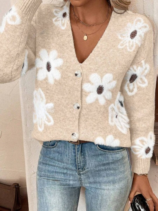 Cardigan Femme Manches Longues Col V Doux