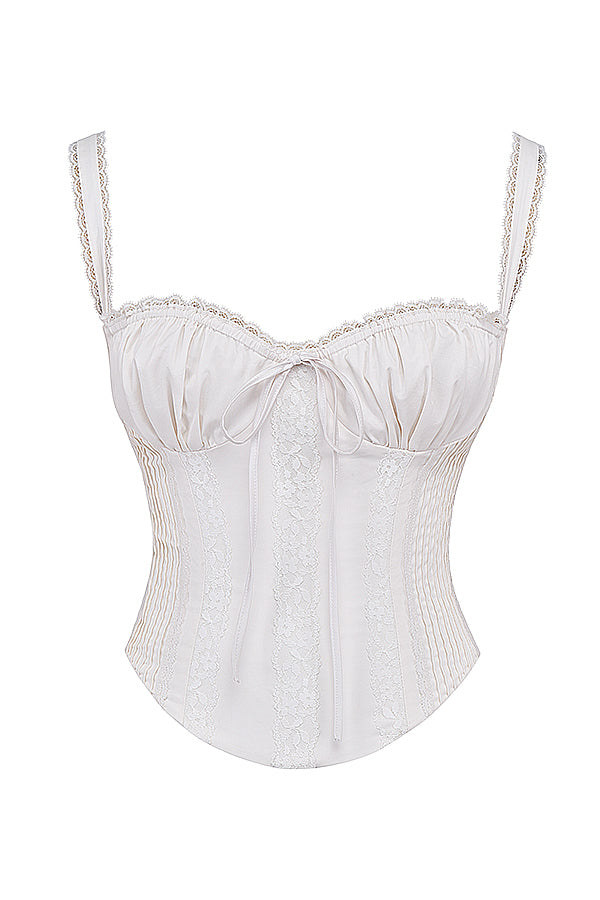 Corset Top Blanc pour Femme avec Lacets