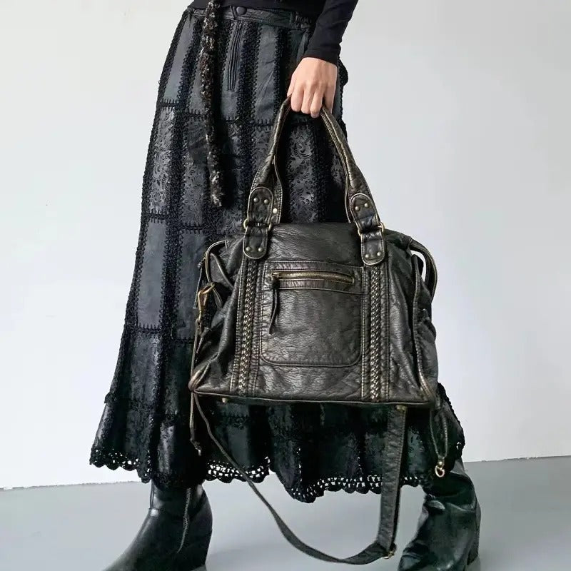 Sac cabas Femme Cuir PU Spacieux Style Vintage - PanierRoyale