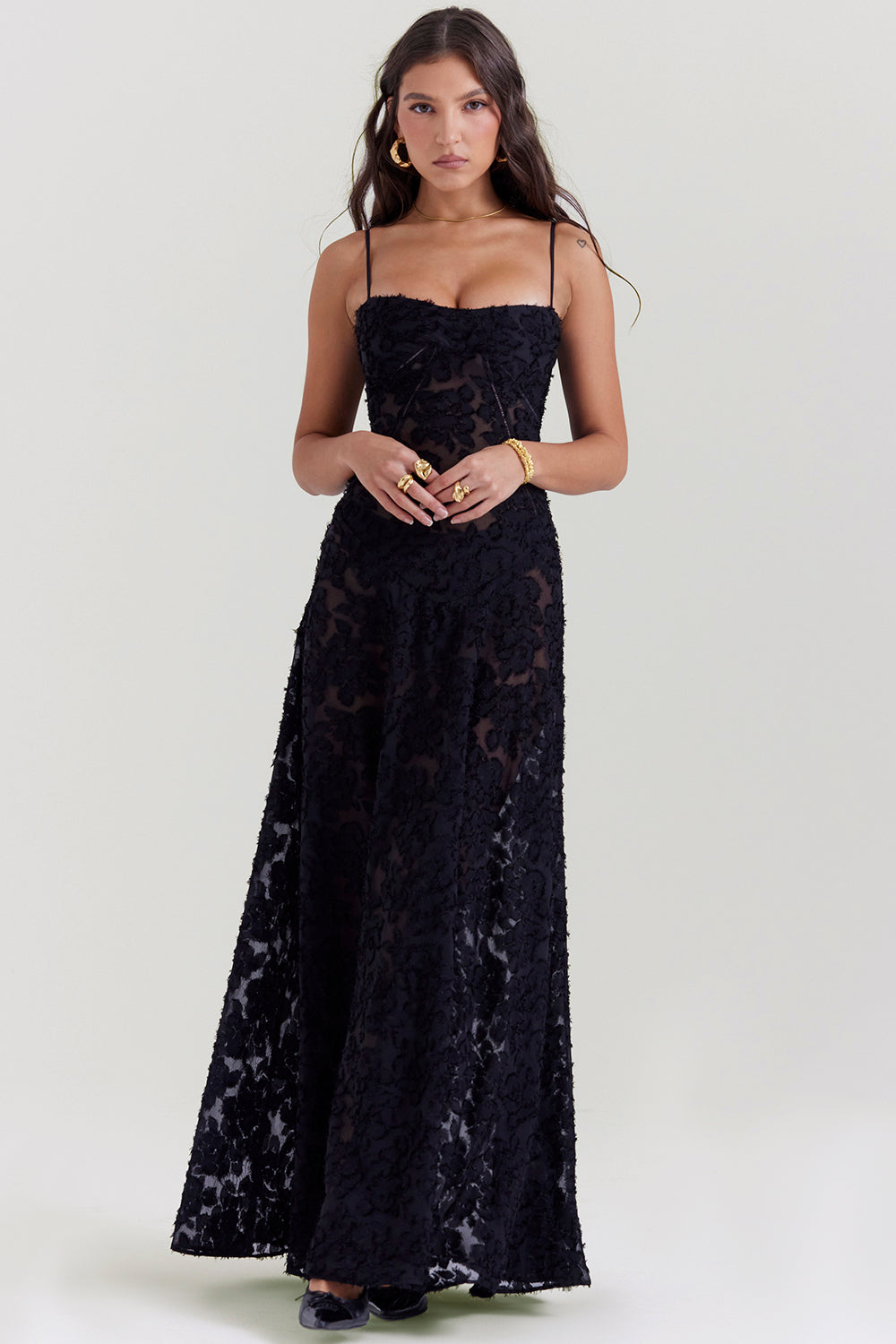 Robe de Soirée Élégante en Fleurs avec Dos Décolleté