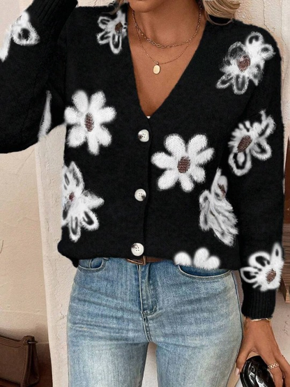 Cardigan Femme Manches Longues Col V Doux