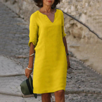 Robe Élégante pour Femme Col V Manches Longues