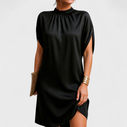 Robe Courte Femme Décolleté Haut avec Col Montant - BerlinGlamour