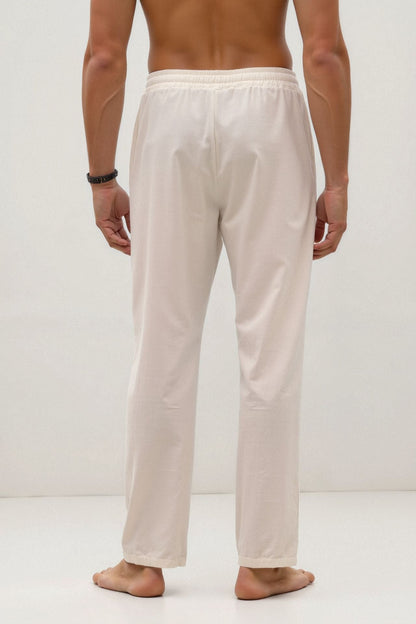 Pantalon de survêtement Homme Blanc avec Cordons de Serrage