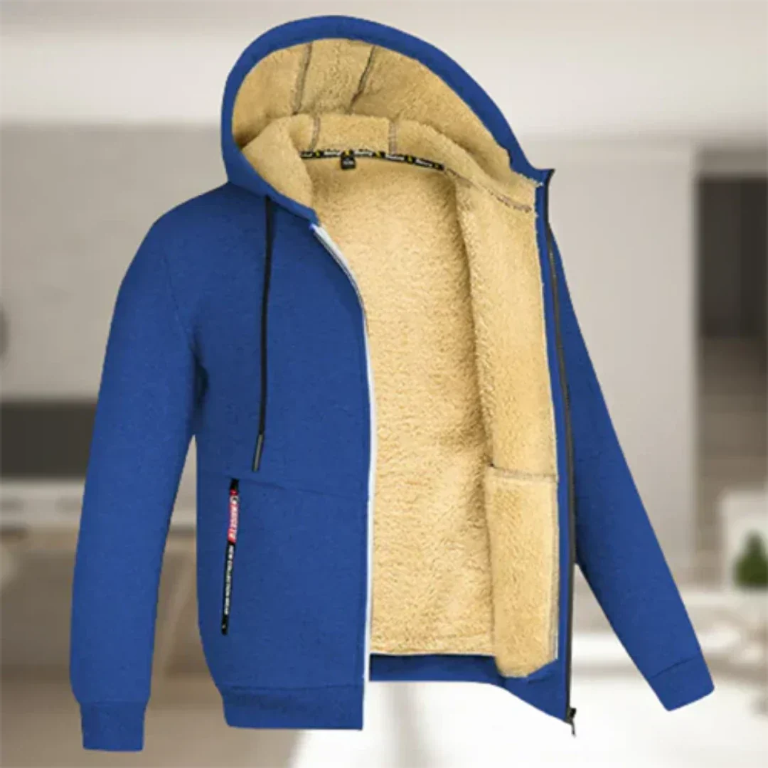 Veste Hiver Homme Zippée avec Capuche Réversible