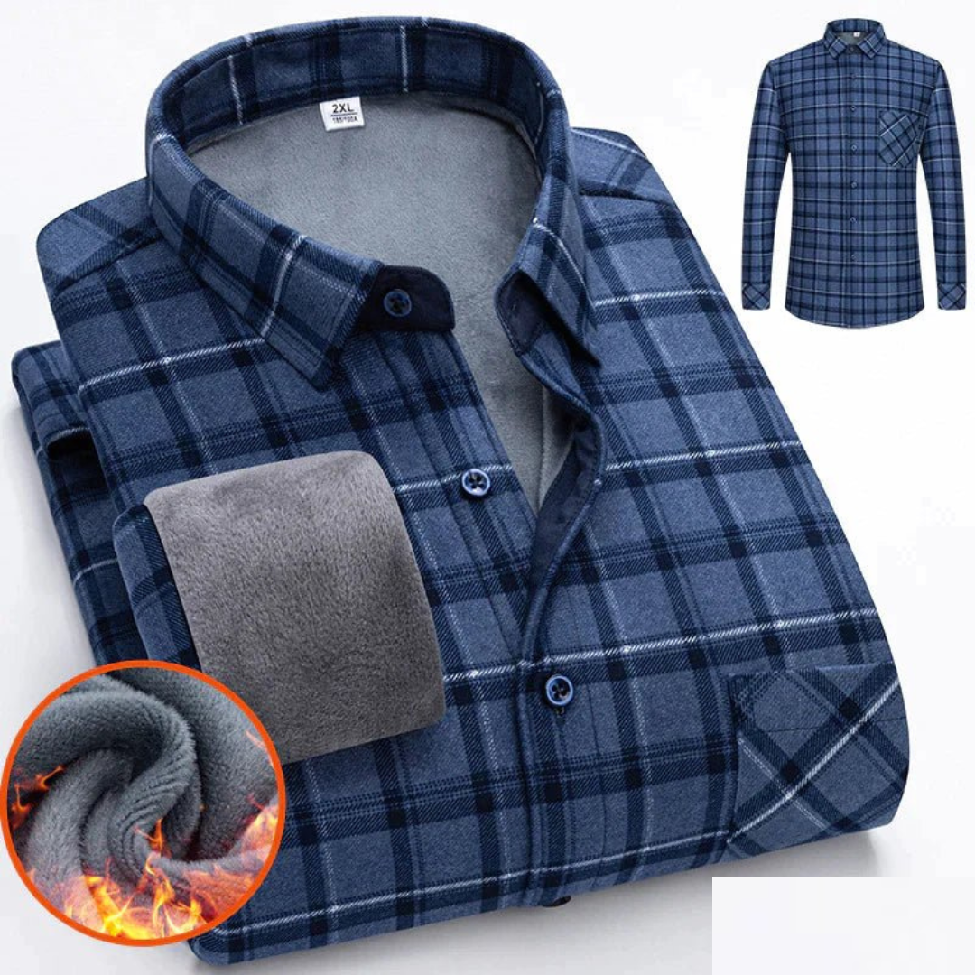 Chemise Flanelle Homme Hiver Chaud et Doux Bleu Foncé