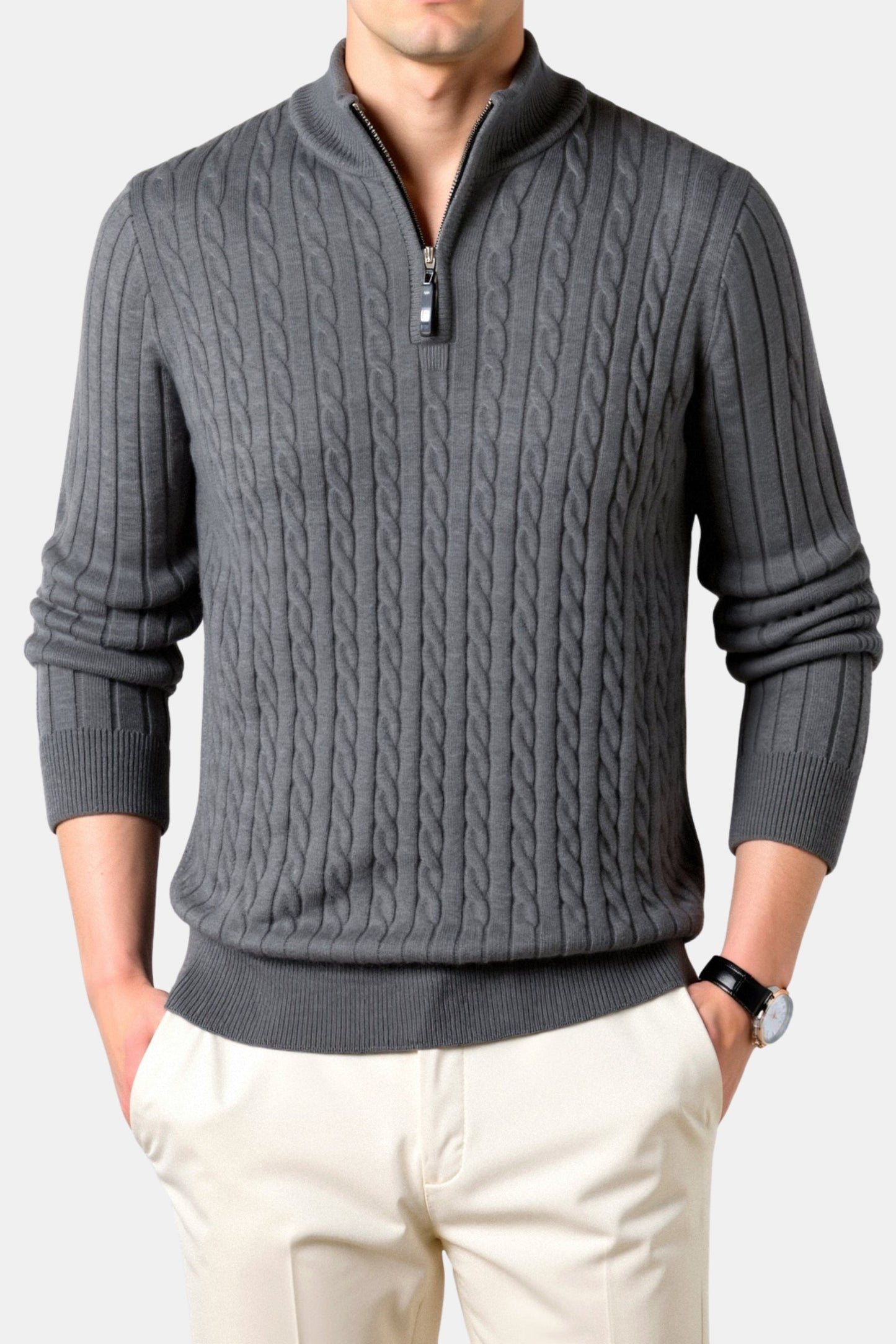 Pull à côtes zippé élégant pour homme