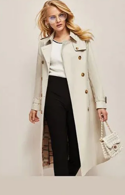 Manteau Femme Long Élégant avec Col Revers