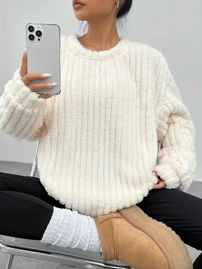 Pull Grande Taille Femme Col Rond Hiver Chaud