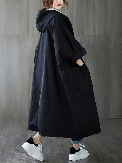 Imperméable Femme Long Noir Élégant