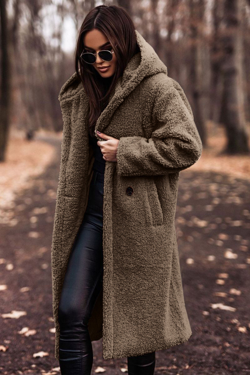 Manteau Féminin Fausse Fourrure Oversize Beige