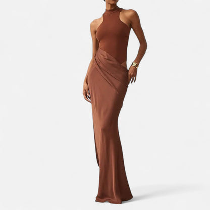 Robe Femme Longue Été avec Décolleté et Col Haut