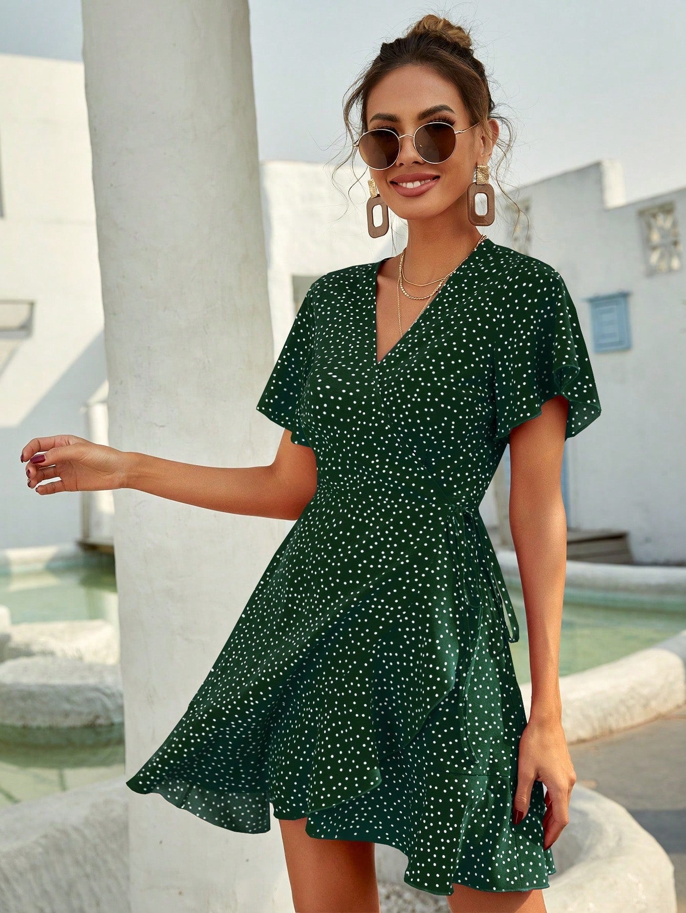 Robe Courte Été à Fleurs avec Volants