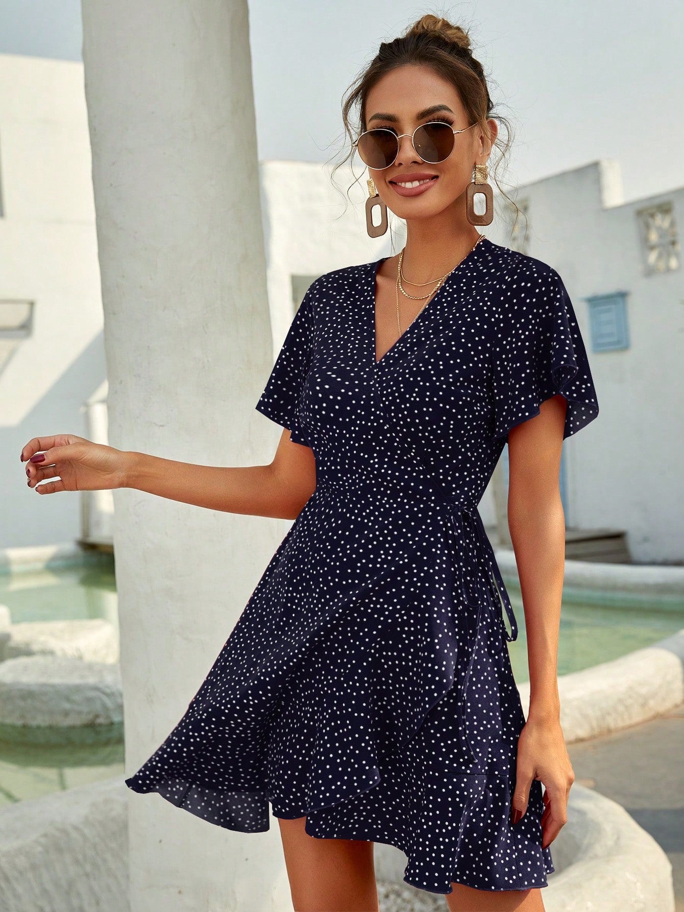 Robe Courte Été à Fleurs avec Volants