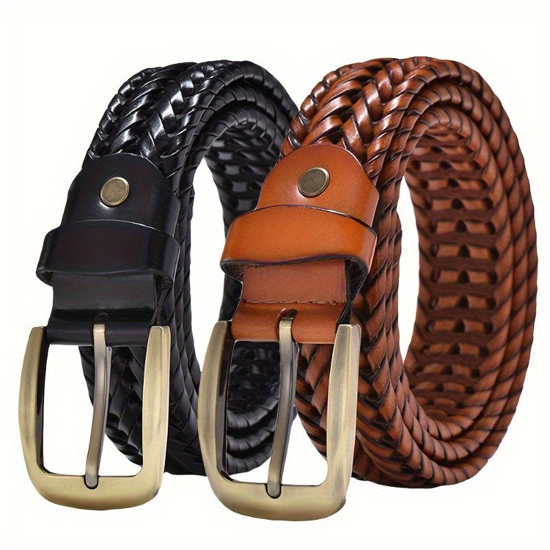 Ceinture Homme Cuir Tressé Classique Ajustable