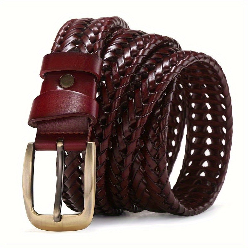 Ceinture Homme Cuir Tressé Classique Ajustable