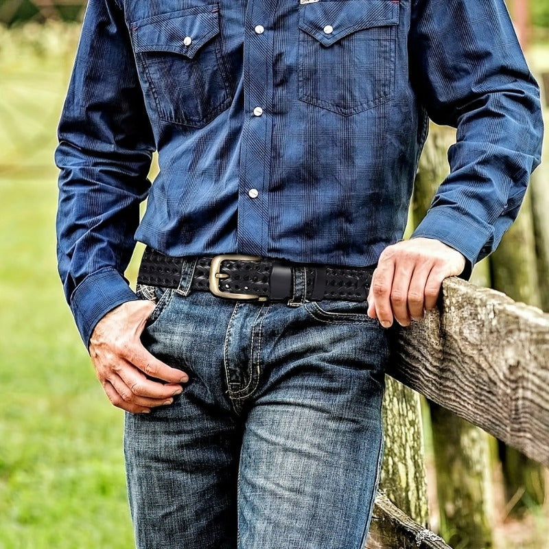 Ceinture Homme Cuir Tressé Classique Ajustable
