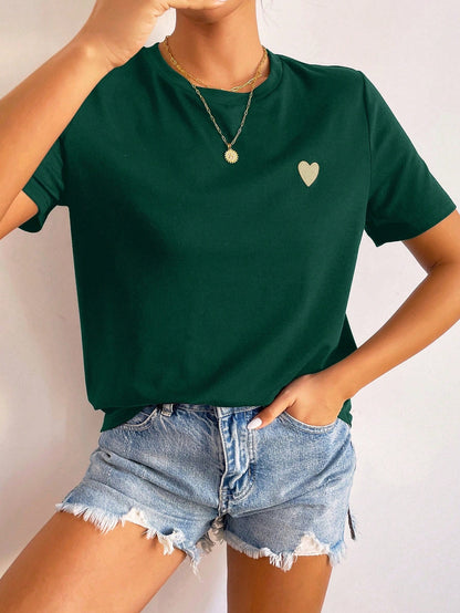 T-Shirt Femme Minimaliste à Détail Cœur