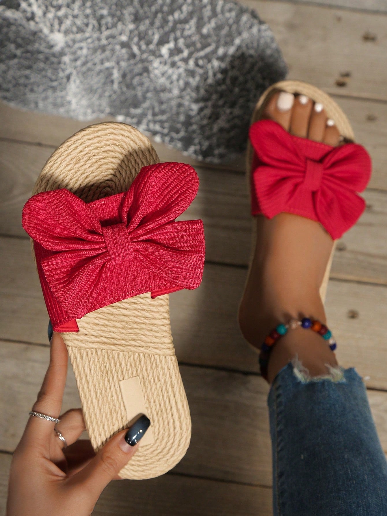Sandales Boho à nouettes et semelle tressée - Confortable et tendance