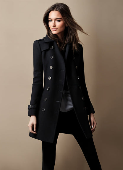 Manteau Femme Élégant à Col Revers