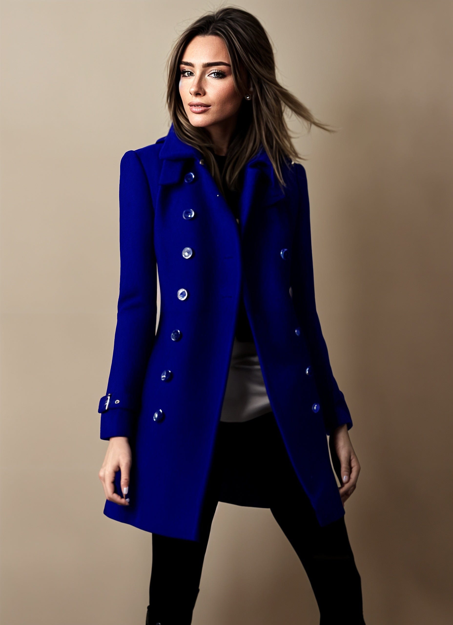 Manteau Laine Épais à Manches Longues et Douillet - PanierRoyale