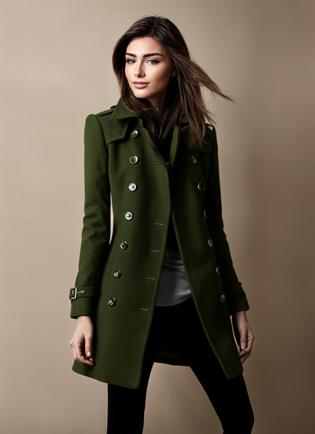 Manteau Femme Élégant à Col Revers