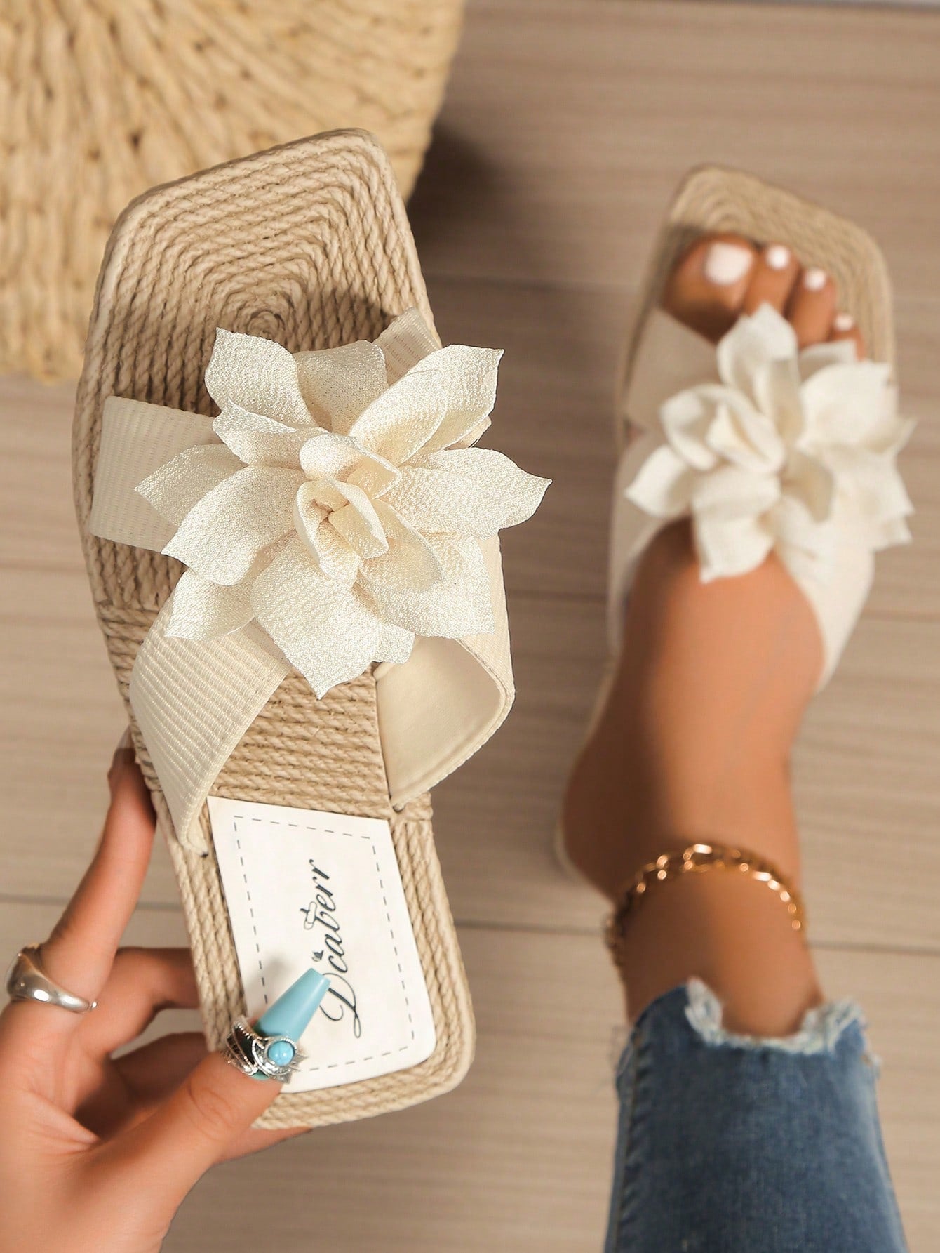 Sandales Boho à nouettes et semelle tressée - Confortable et tendance