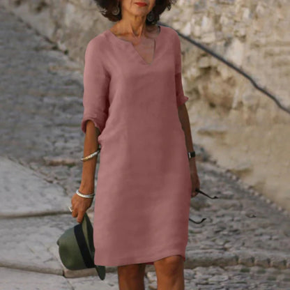 Robe Élégante pour Femme Col V Manches Longues
