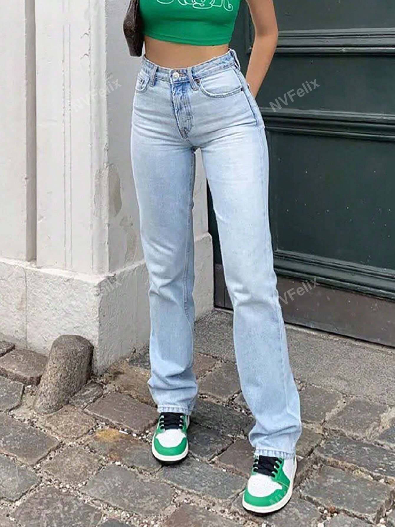 Jean Taille Haute Droite Classique et Confortable