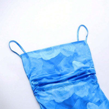 Robe Été Imprimé Aquarelle avec Bretelles Fines